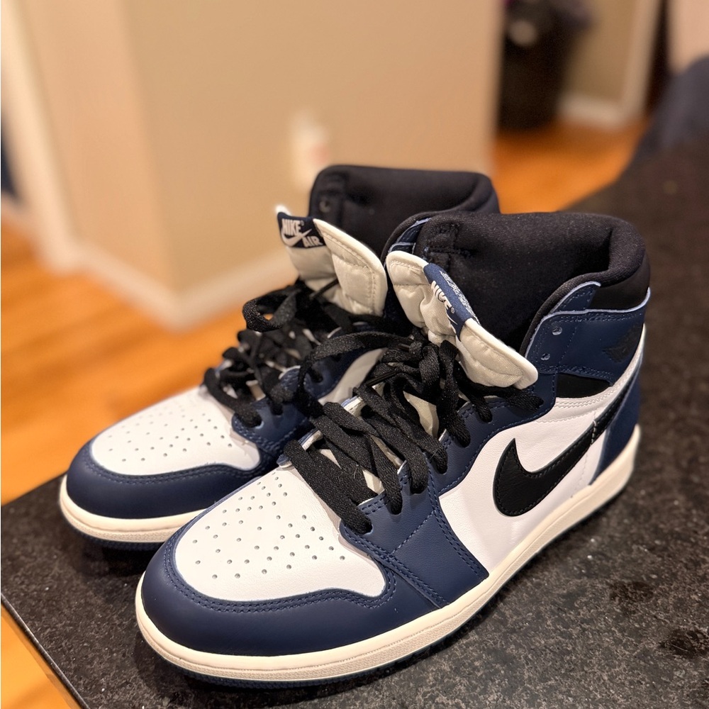 Nike Air Navy and White High-Top Sneakers